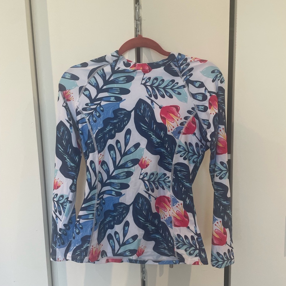 Tropical Leaf Print Swim Coverup